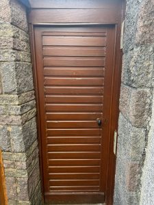 Old Timber horizontal panelled garage door